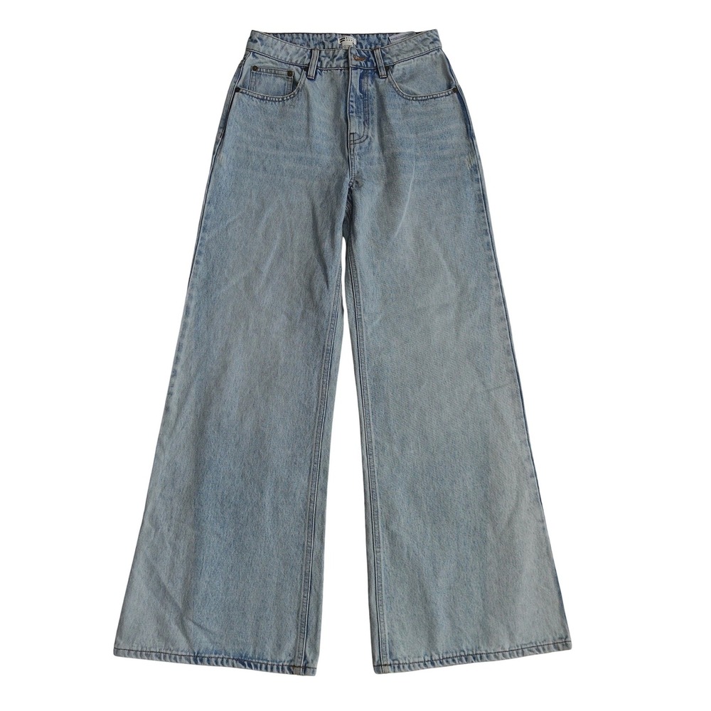 Billabong Women's Wide Leg Jeans Size 27 Light Wash High Rise Baggy Denim